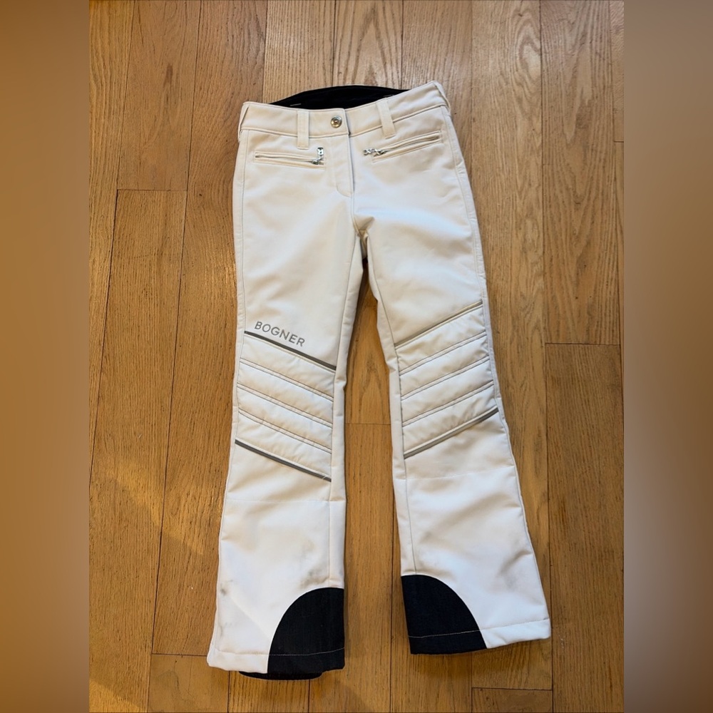 Bogner Ski Pants Girls Youth ML Medium Large White Black Snowboard 128-134